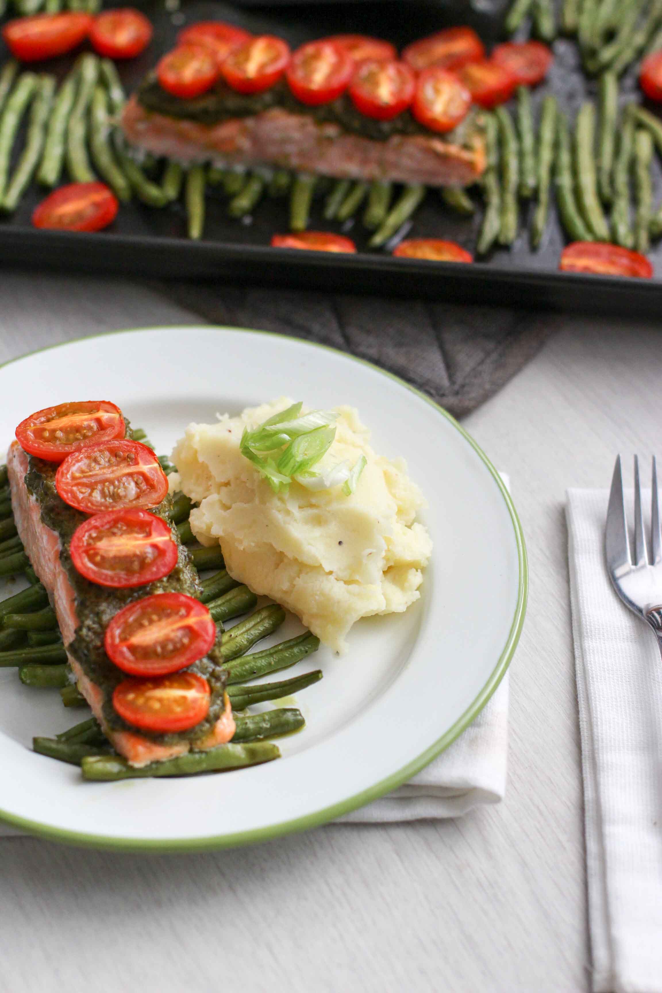zalm met pesto