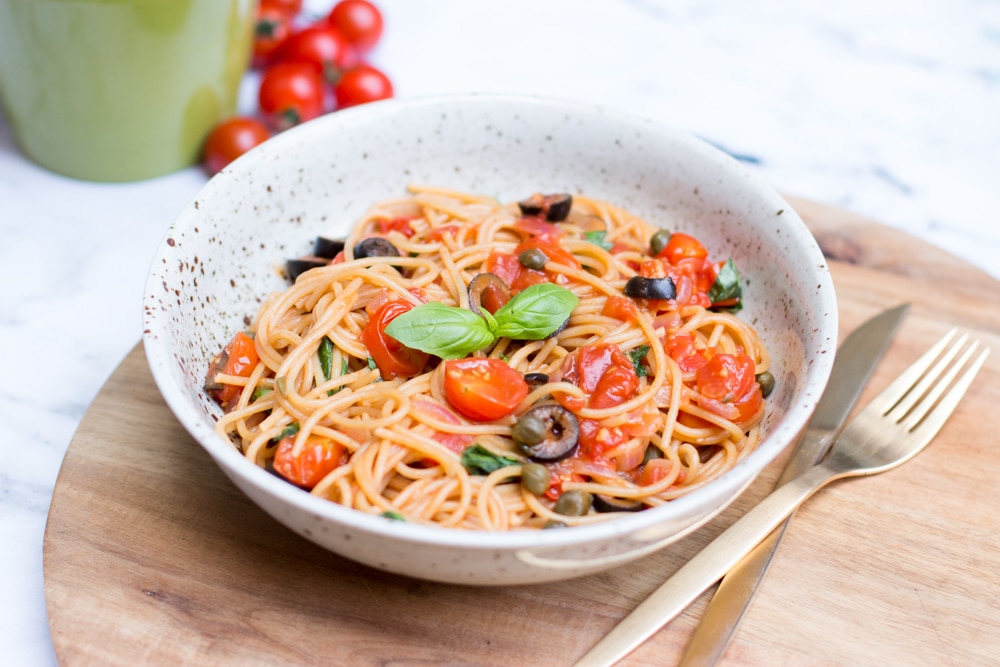 snelle pasta puttanesca