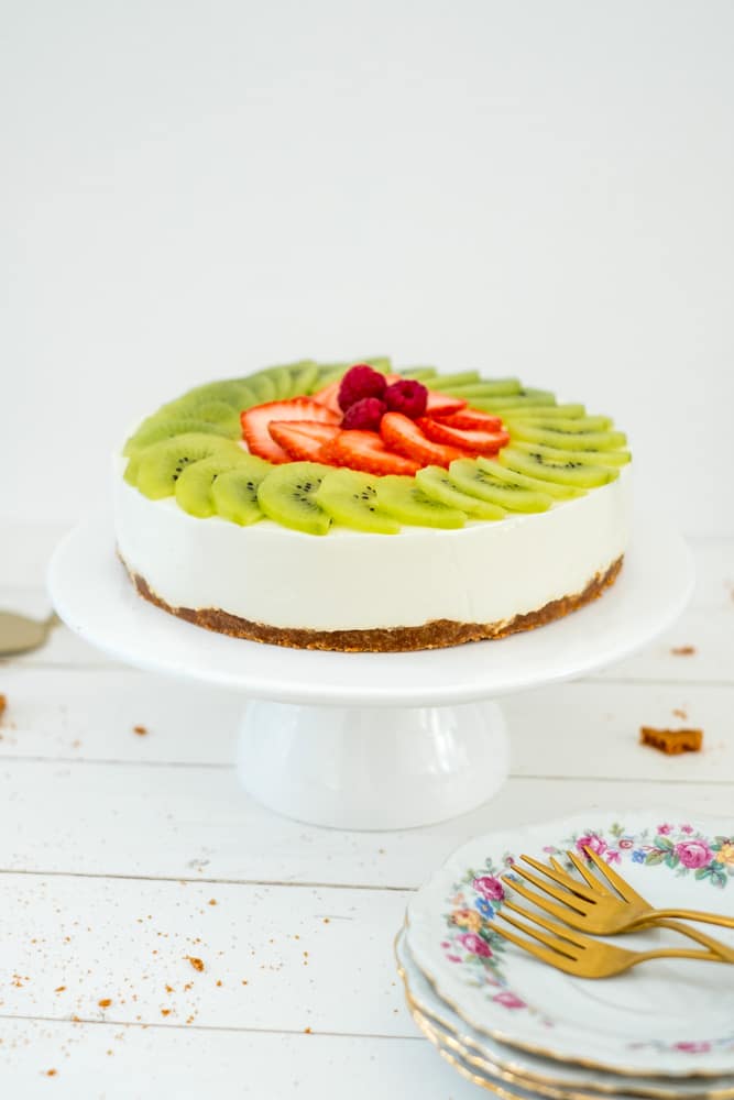 plattekaastaart met speculaasbodem