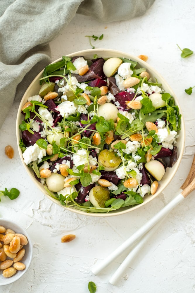 salade met rode biet en peer