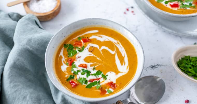 paprika soep met courgette