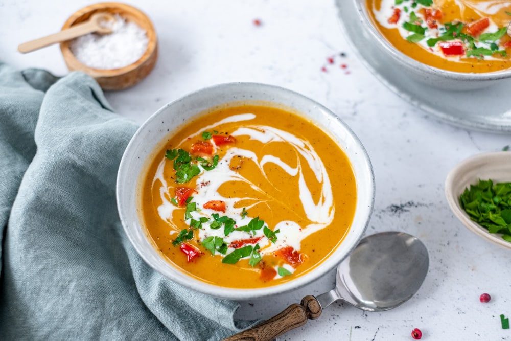 paprika soep met courgette