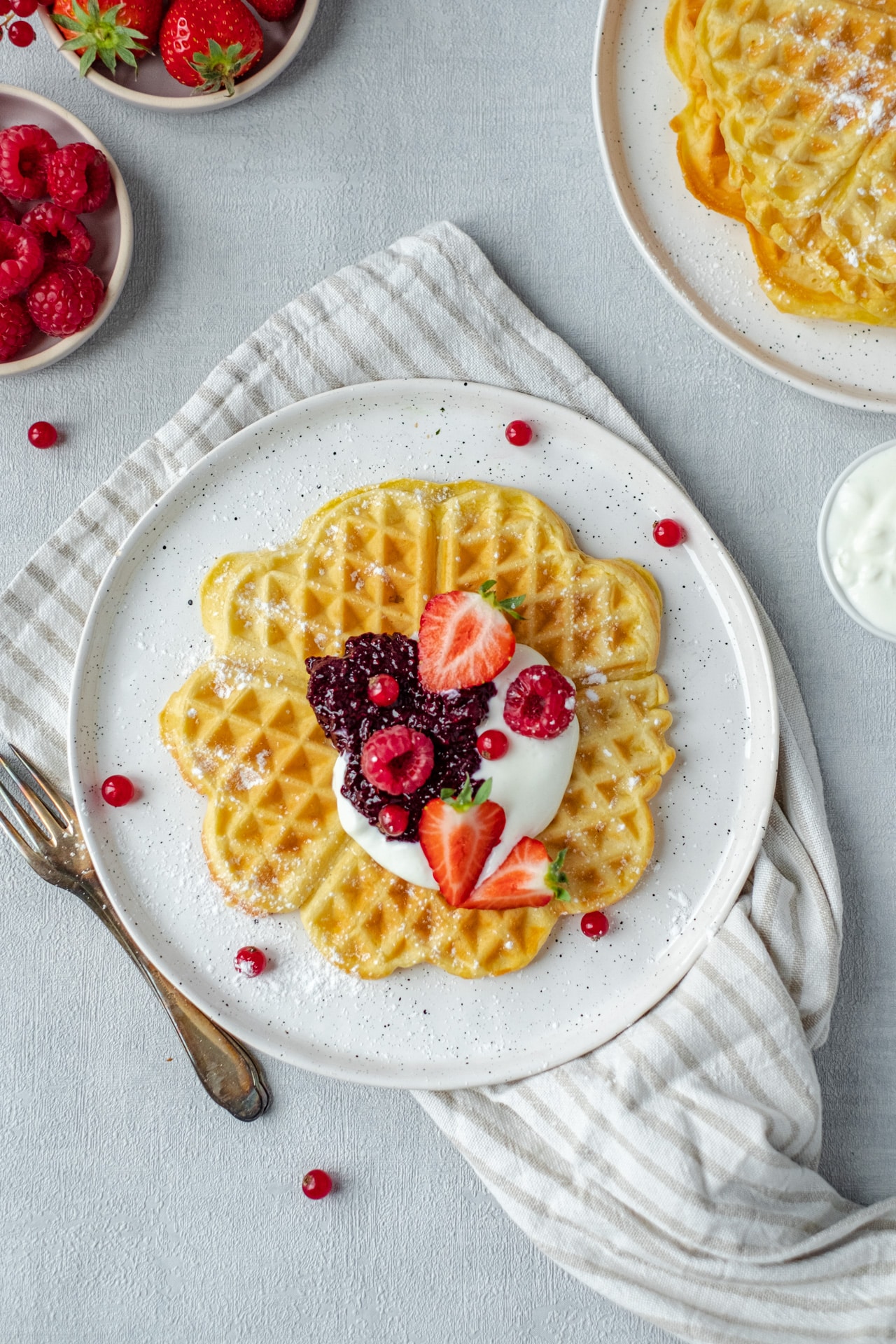 Greek yogurt breakfast waffles