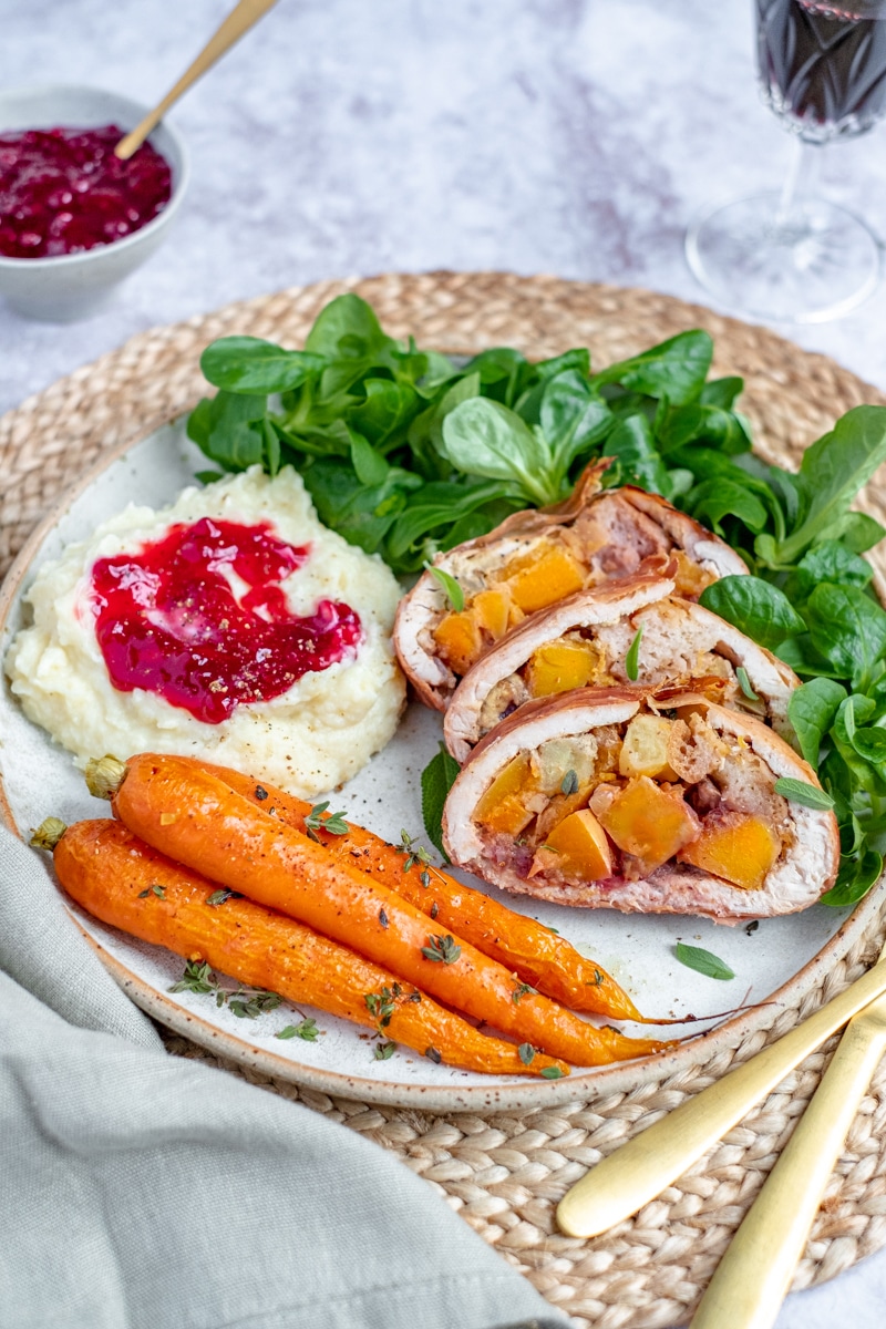 turkey roulade with butternut squash