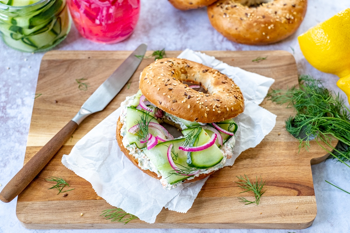 Bagel met zalm salade 2