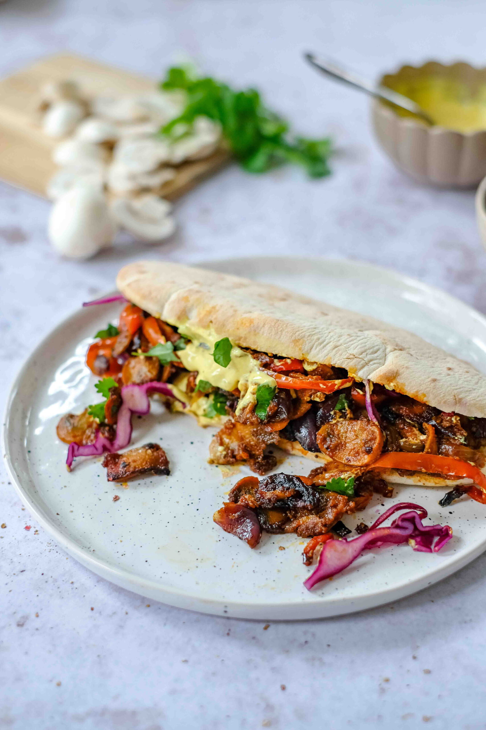 mushroom shawarma pita