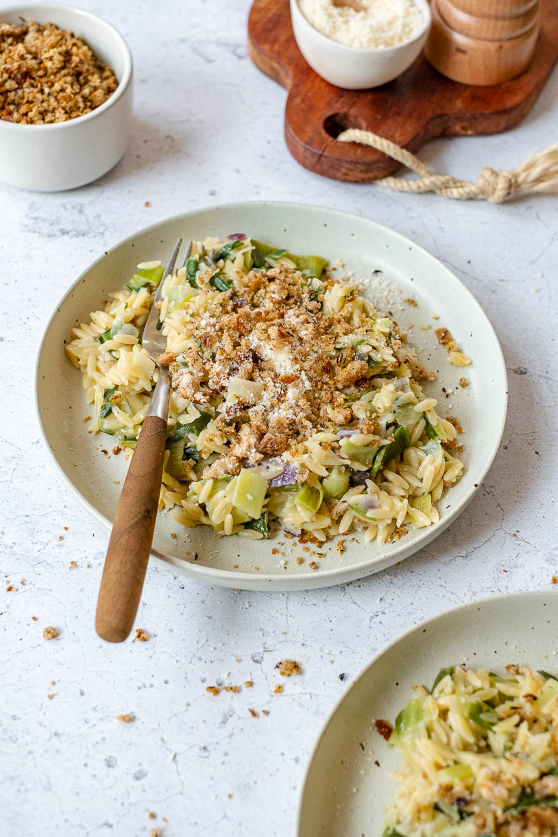 creamy leek orzo
