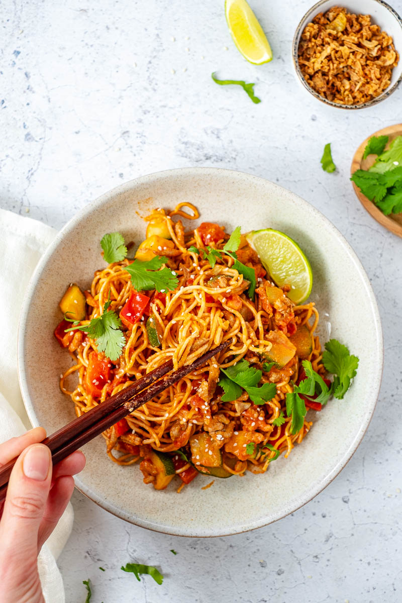 curry noodles with ground beef