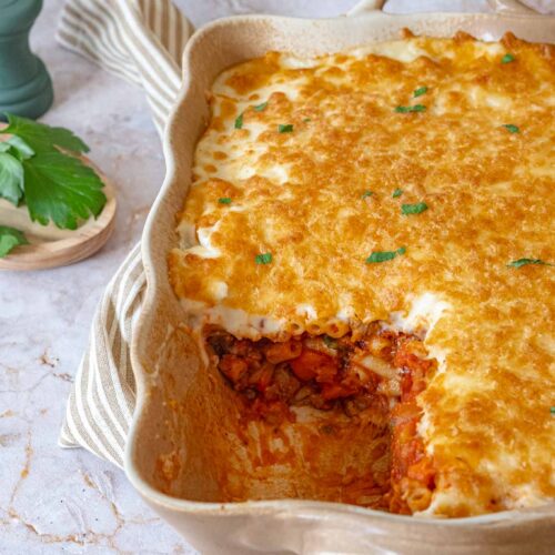 macaroni casserole with ground beef and vegetables