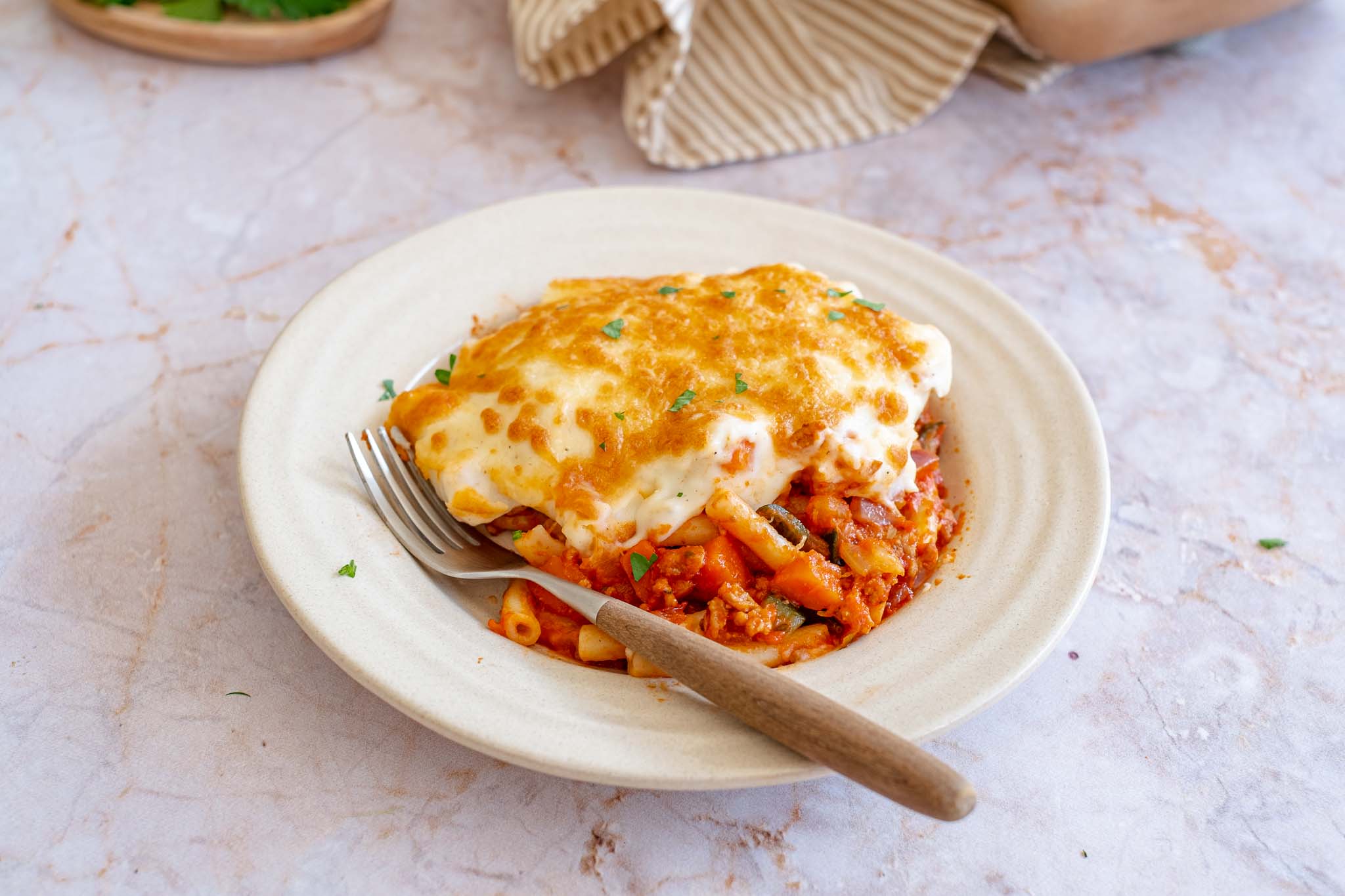 macaroni casserole with ground beef and vegetables