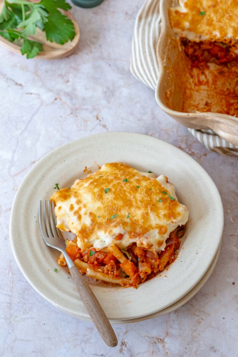 macaroni casserole with ground beef and vegetables